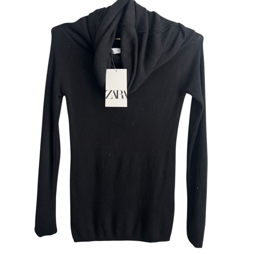 Zara Women's Black Cowl Neck Sweater
